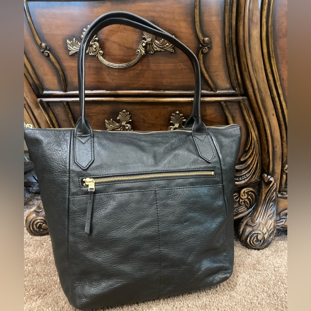 Fossil leather tote bag